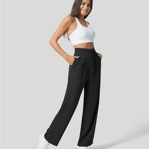 130H.- HighWaisted Button Zipper Plicated Side Pocket Straight Leg Work Pants.